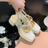 Women's Jane Summer Chunky Pumps Buckle Closed Sandals